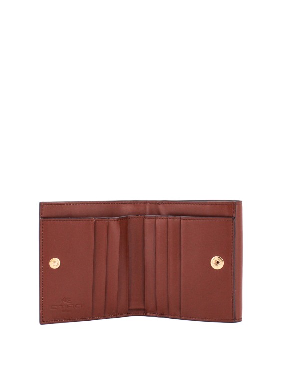 Shop Etro Jacquard Paisley Fabric Wallet With Leather Flap In Neutrals