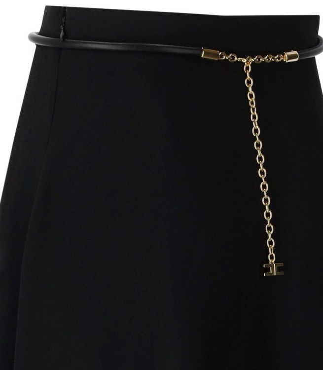 Shop Elisabetta Franchi Black Asymmetric Skirt With Belt