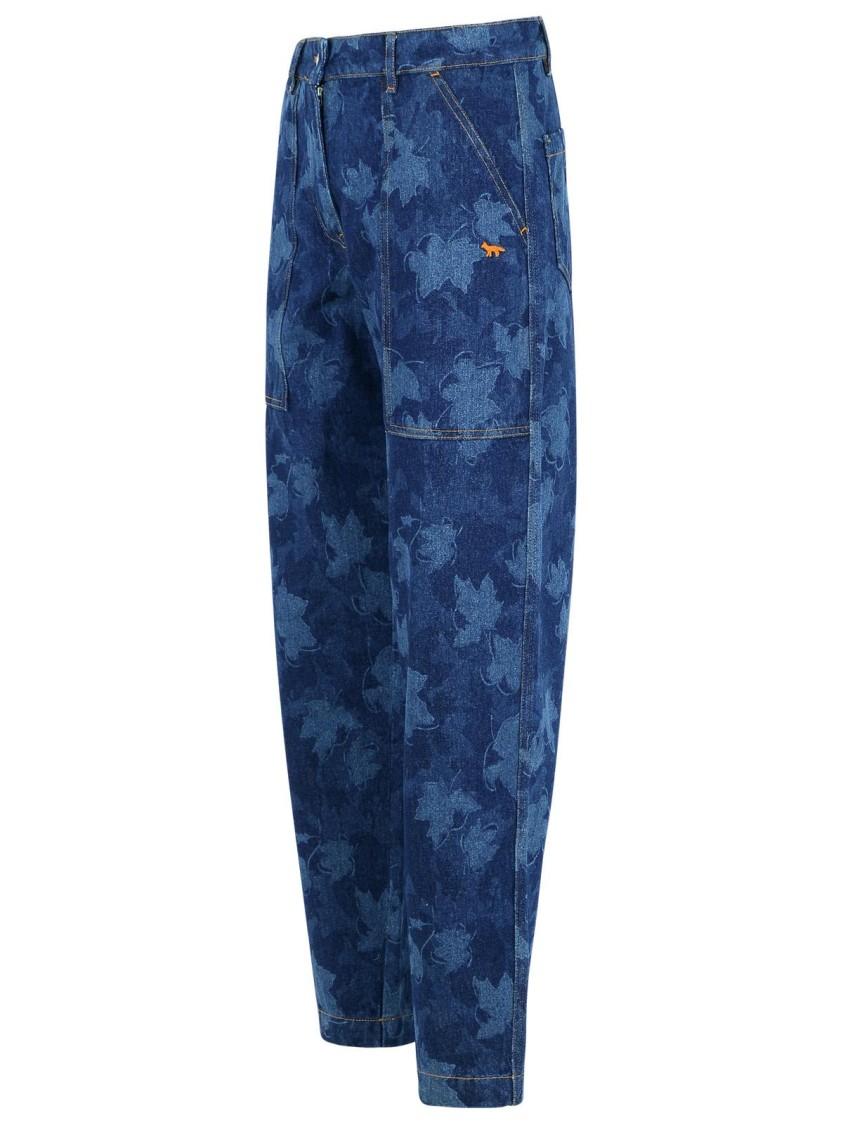 Maison Kitsuné Workwear Blue Denim Jeans In Blue