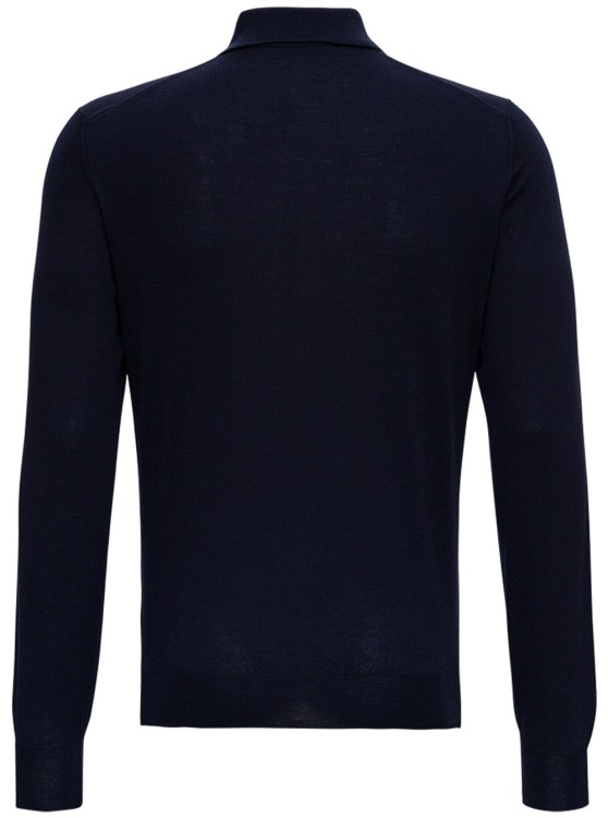 Shop Gaudenzi Blue Long Sleeveed Polo Shirt In Wool And Silk In Black