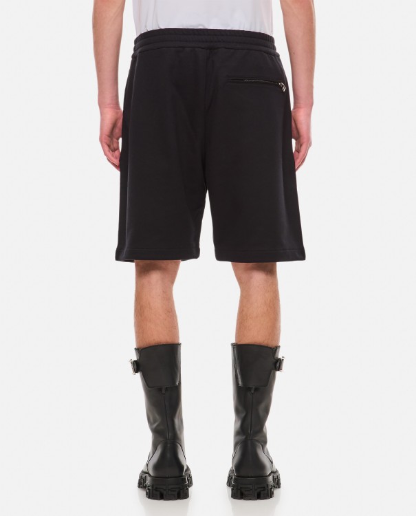 Alexander Mcqueen Alexander Mc Queen Black Bermuda Shorts With Distorted Logo In Black