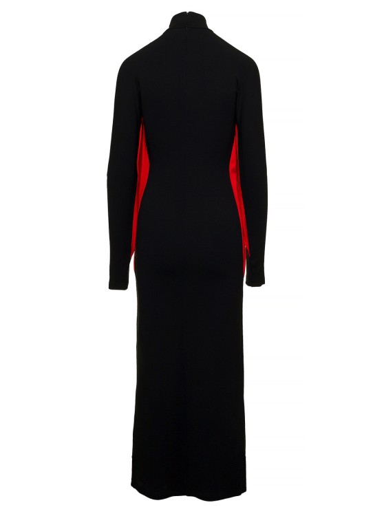 Shop Ferragamo Long Black Dress With Batwing Sleeves With Contrasting Inserts In Stretch Viscose