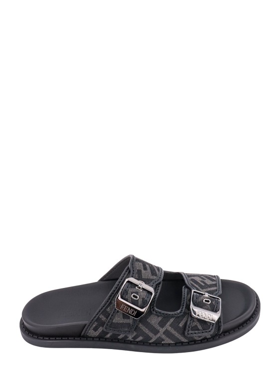 Shop Fendi Ff Fabric And Leather Sandals In Black