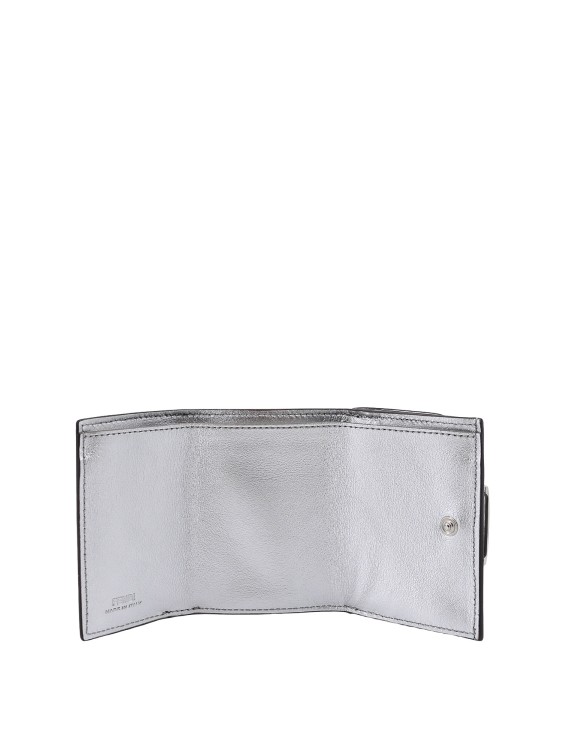 Shop Fendi Laminated Leather Wallet With Embossed Ff Logo In Silver