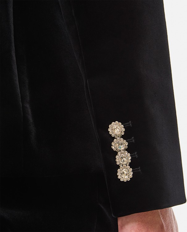 Shop Rabanne Single Breasted Velvet Jacket In Black