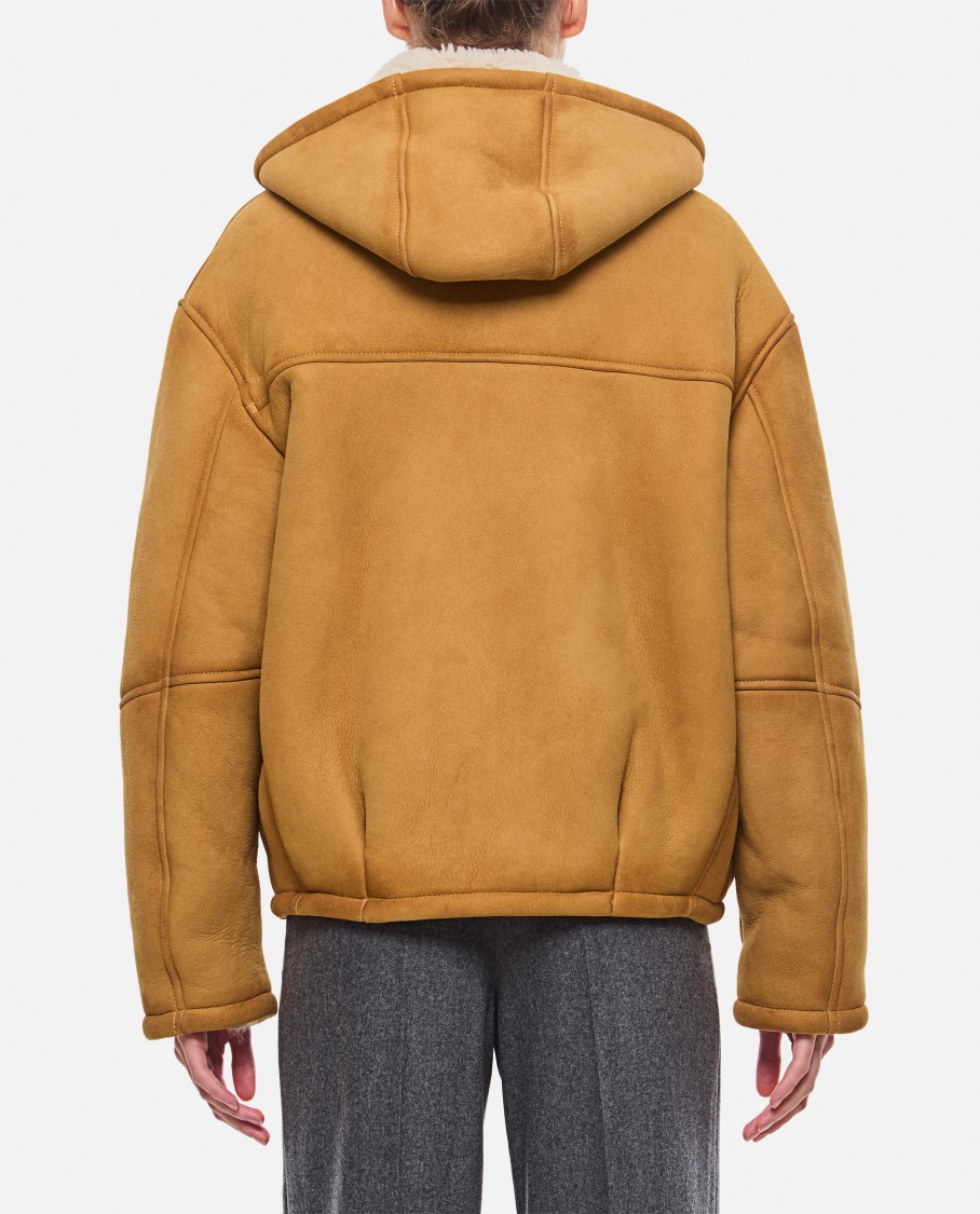 Halfboy Faux Shearling-trim Coat In Brown