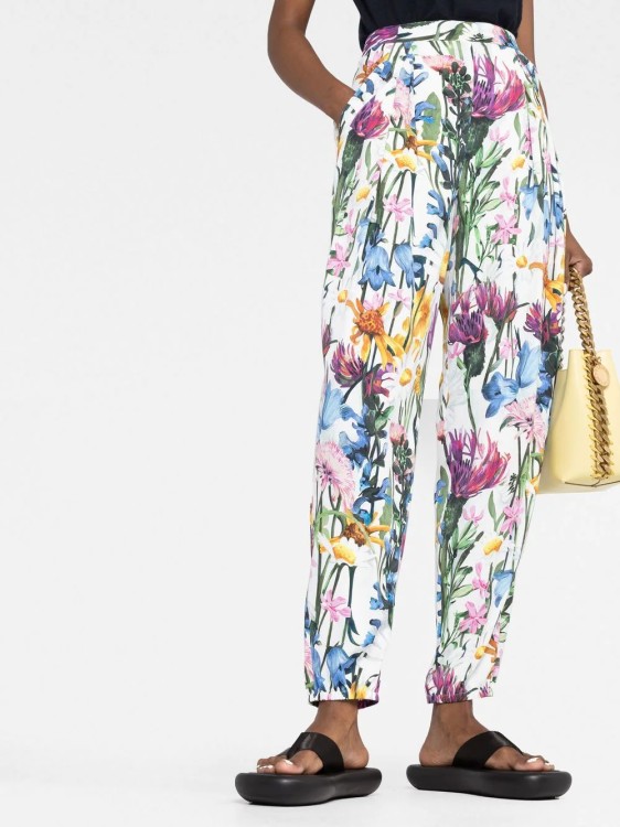 Shop Stella Mccartney Multicolored Floral Print Pants In White