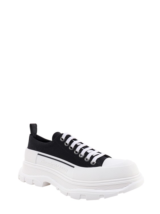 Shop Alexander Mcqueen Black Canvas Sneakers In White