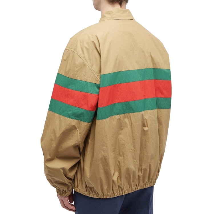 Shop Gucci Web-stripe Shirt Jacket In Brown
