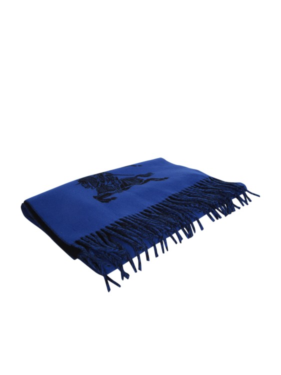 Burberry Cashmere Scarf With Signature Horseferry Embroidery In Blue