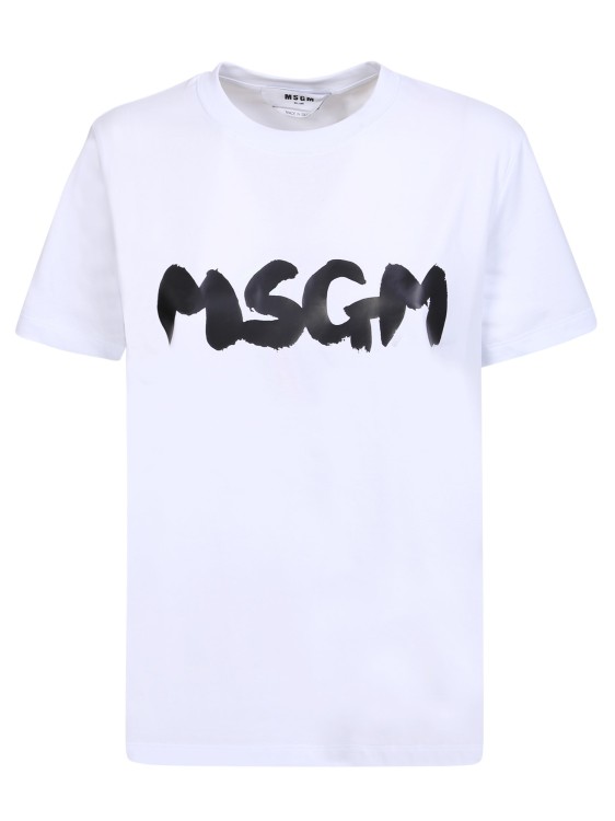 Msgm Bold Logo White And Black T-shirt