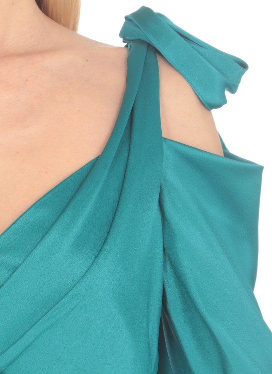 Shop Alberta Ferretti Silk Blend Long Dress In Blue