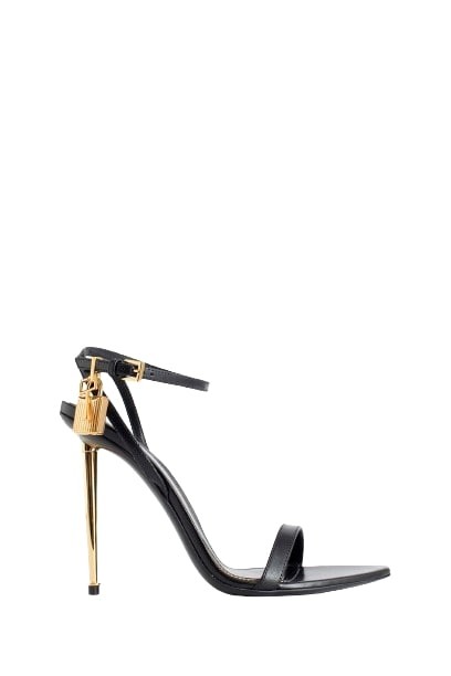 Tom Ford Padlock Leather Sandals In Black