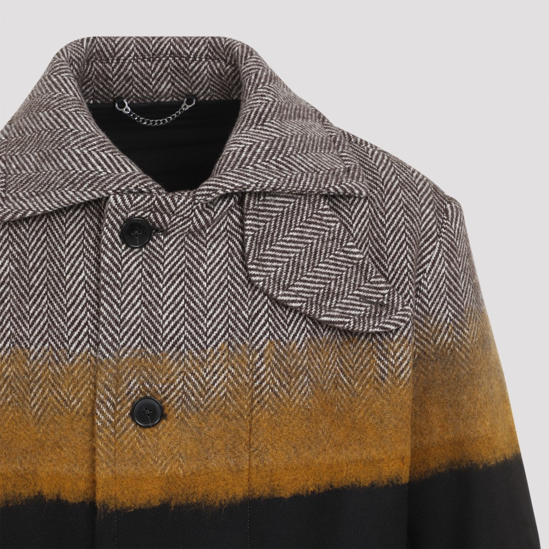 Dries Van Noten Multicolor Stand Collar Coat In Brown