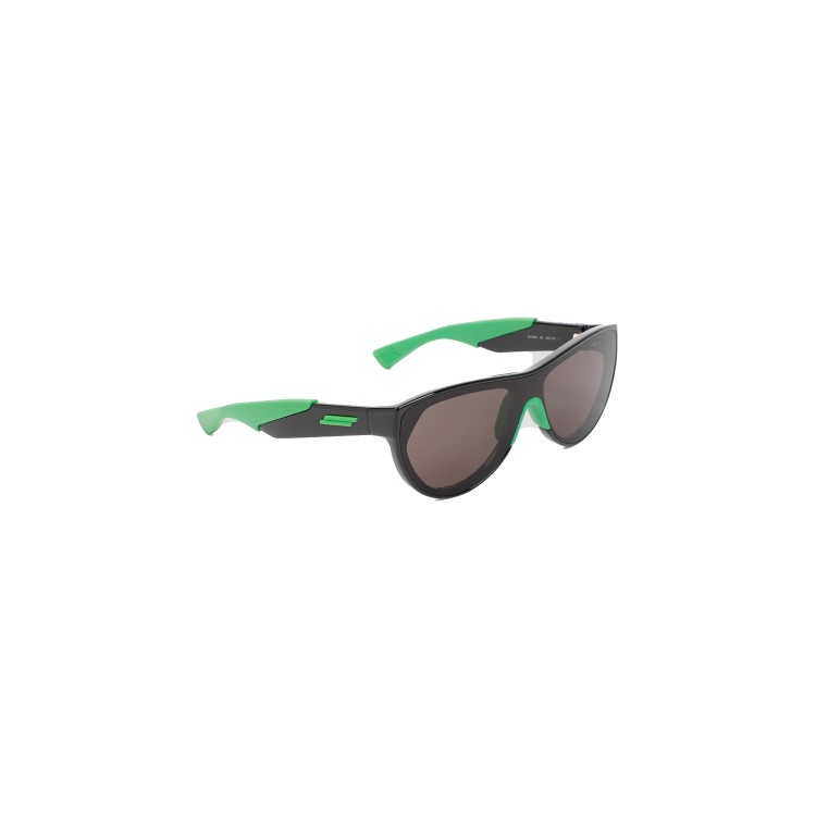 Shop Bottega Veneta Black And Green Acetate Sunglasses