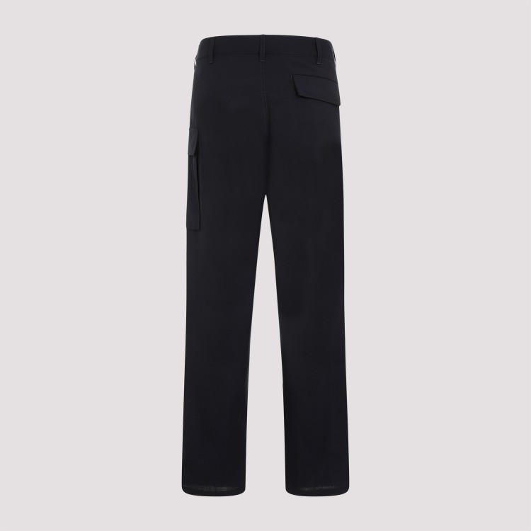 Marni Deep Blue Tropical Wool Trousers With Drawstring Waist In Black