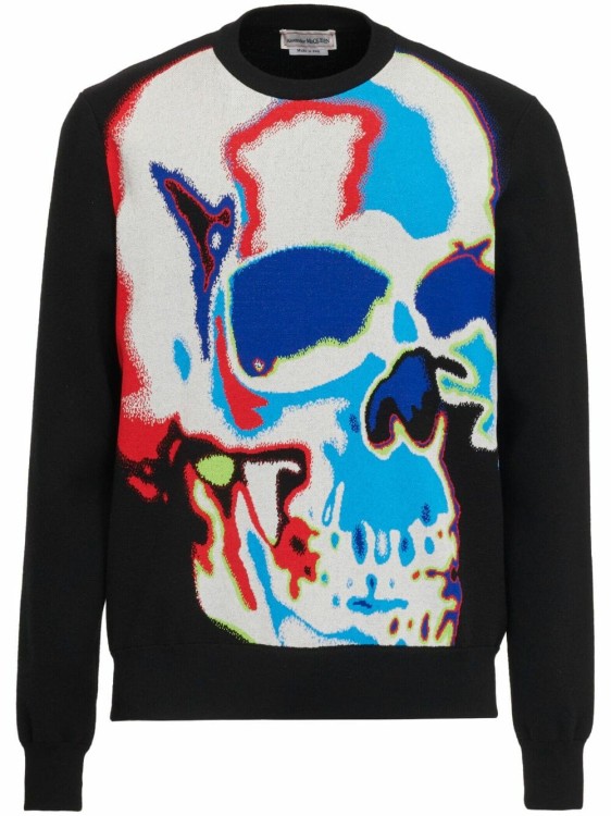 Shop Alexander Mcqueen Black Solarised Skull Sweater