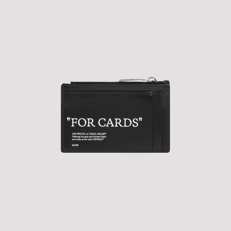 Shop Off-white Quote Bookish Zip-up Cardholder In Black