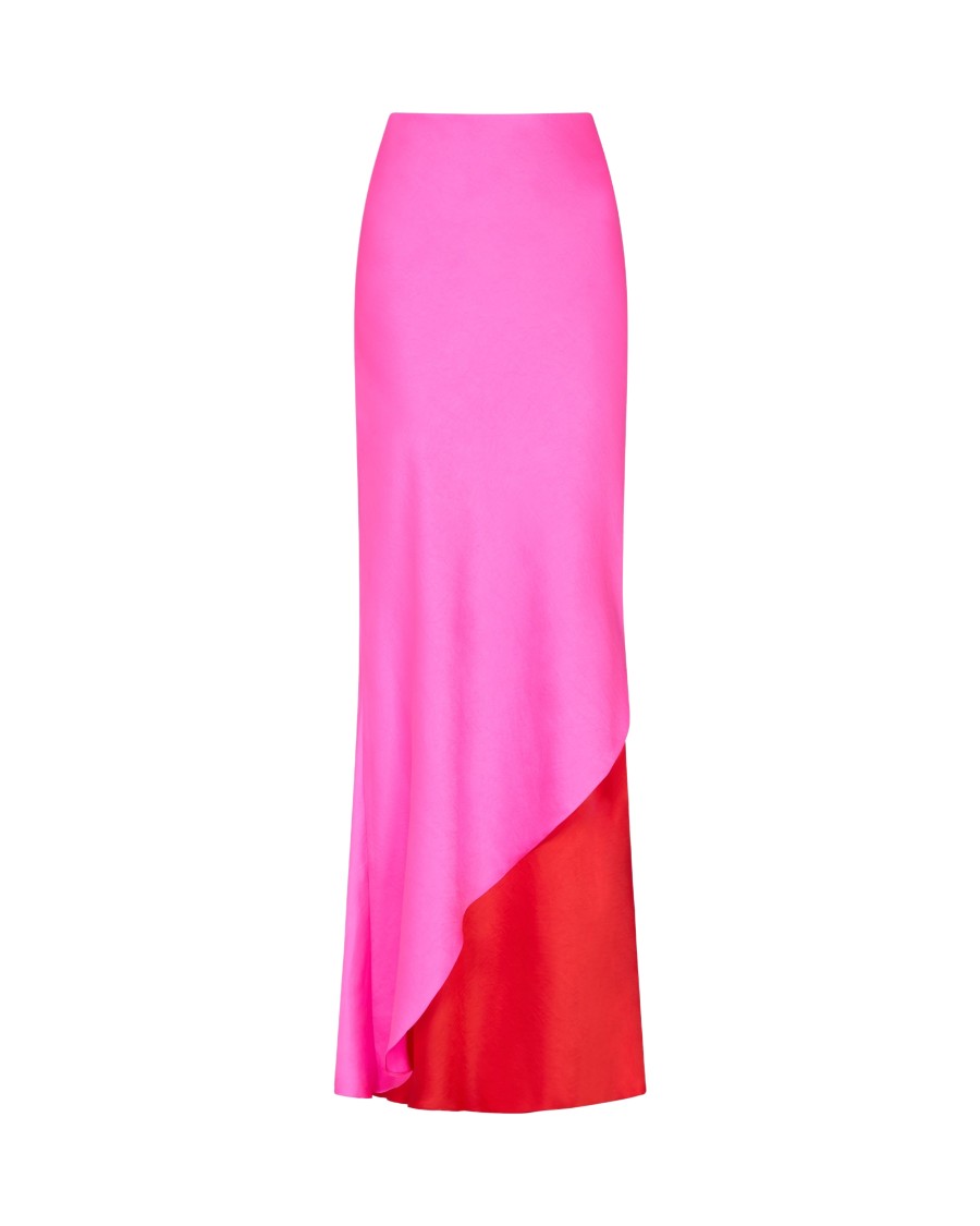 Serena Bute Double Layer Maxi Skirt In Red