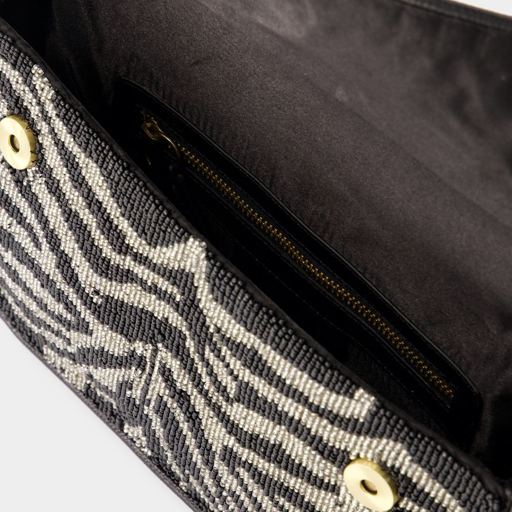 Staud Tommy Beaded Shoulder Bag - Synthetic Leather - Black In White