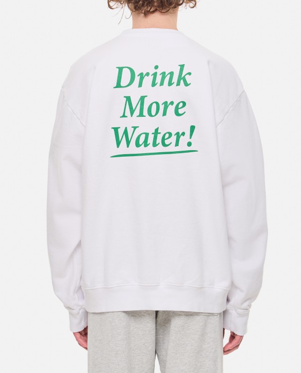 Shop Sporty And Rich Drink More Water Crewneck Sweatshirt In White