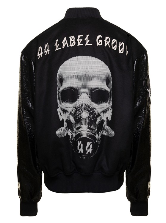 Shop 44 Label Group Black Varsity Jacket With Faux Leather Sleeves And Logo Patch