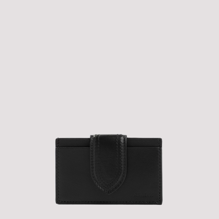 Jacquemus Black Cow Leather Le Bambino Card Case In Black