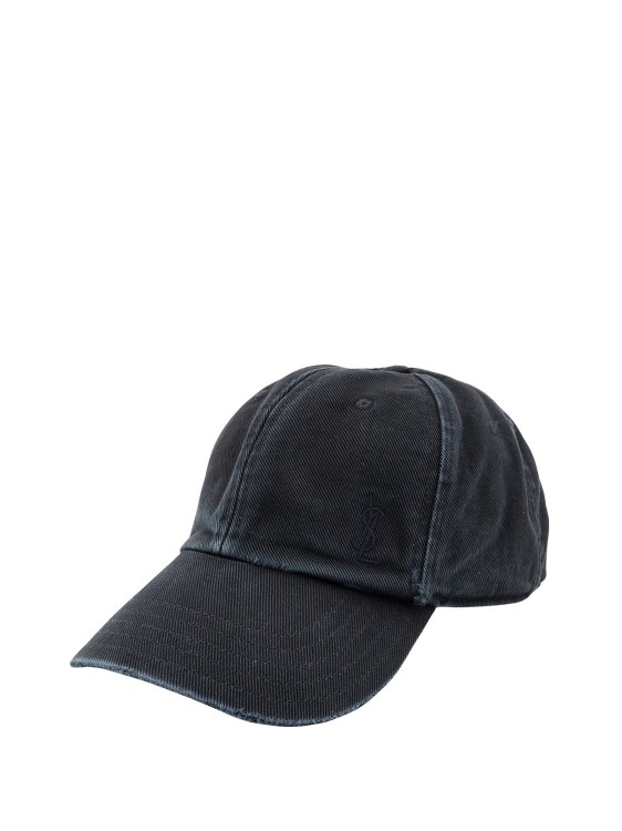 Shop Saint Laurent Ribbed Cotton Hat In Blue
