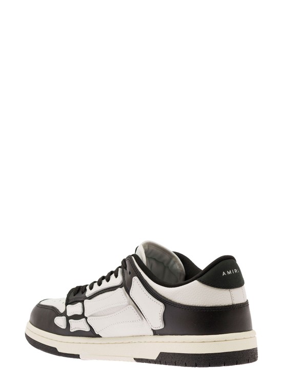 Shop Amiri Skel Top Low' White And Black Sneakers With Skeleton Patch In Leather
