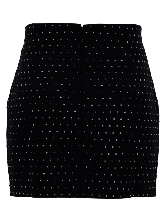 Shop Andamane Nerea' Black Mini-skirt With All-over Rhinestone In Polyester Blend