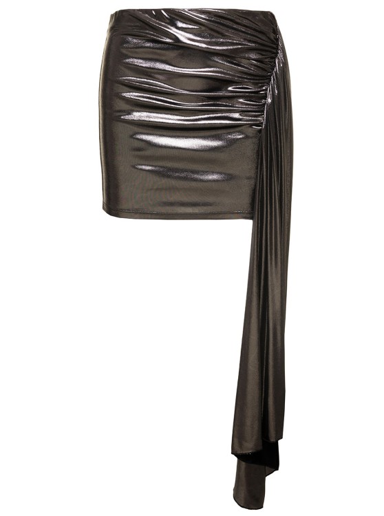 Blumarine Gonna Drappeggiata Argento Metallizzato In Black