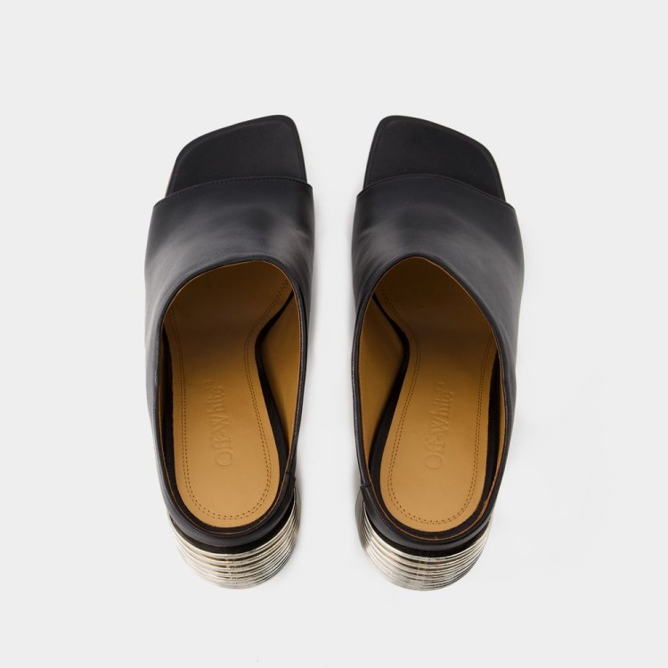 Shop Off-white Silver Spring Mules - Leather - Black/silver