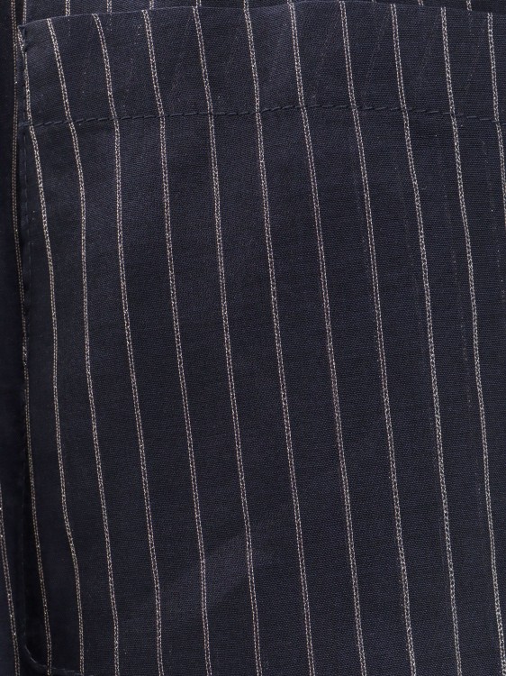 Shop Brunello Cucinelli Cotton Trouser With Lurex Striped Motif In Blue