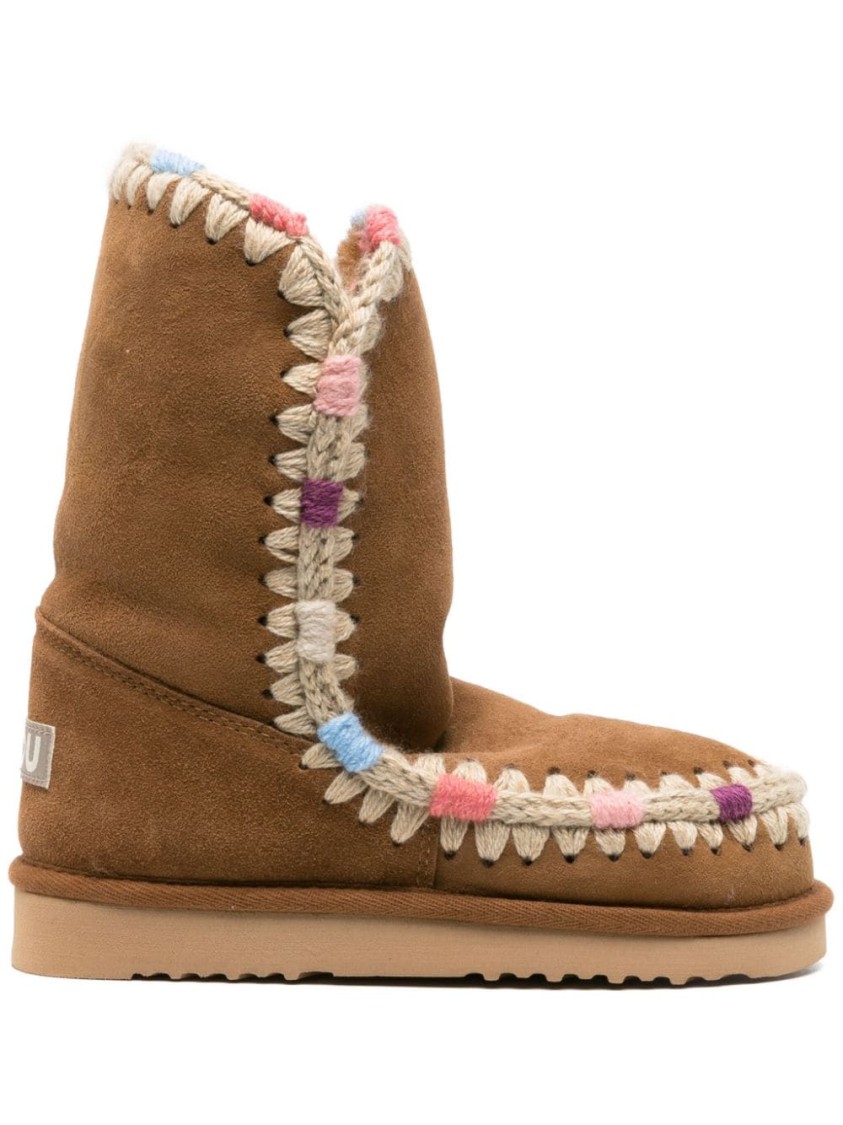 Mou Eskimo 24 Overstitching Ankle Boots Brown In Brown
