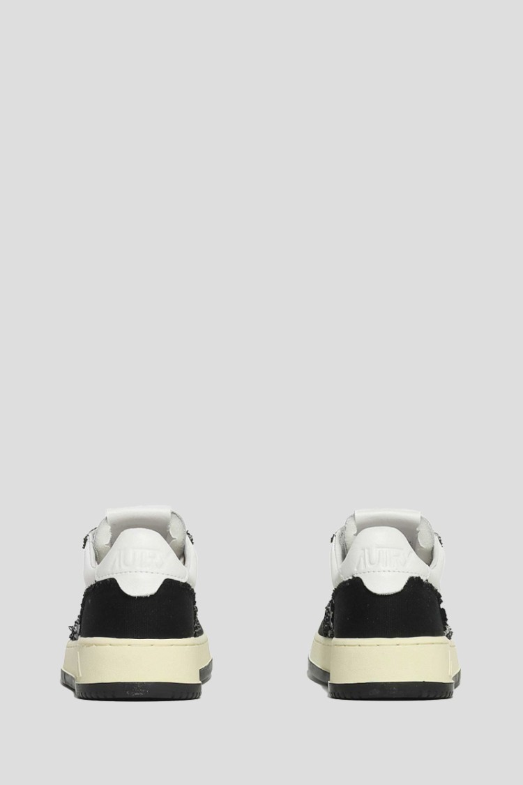 Autry Low-top Sneakers With Textured And Smooth Leather Design In White