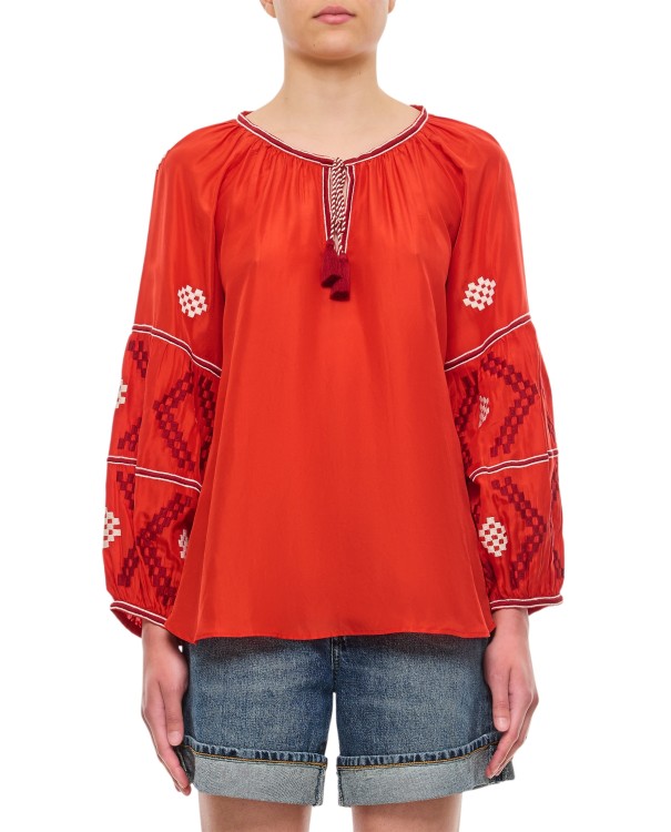 Shop Benaras By Citrus Valentina Westend Blouse In Red