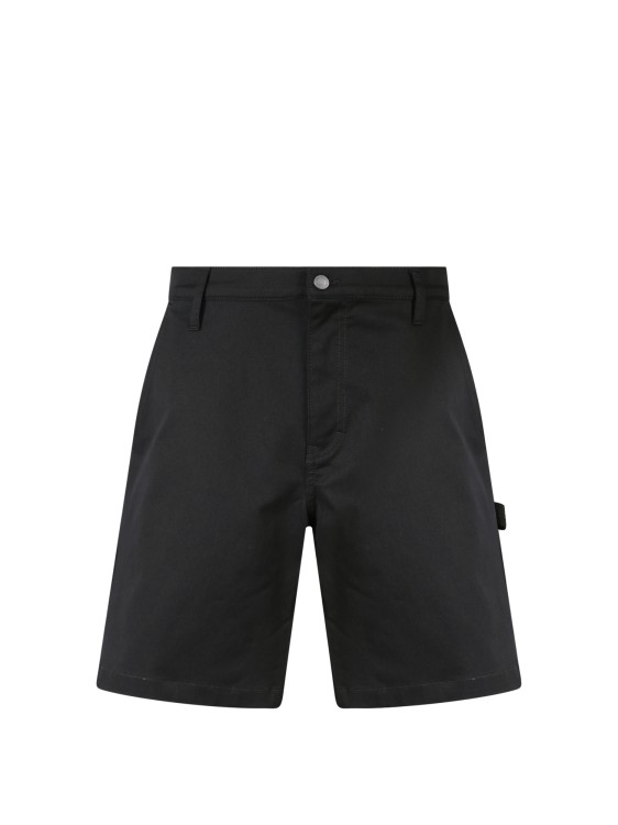 Moschino Cotton Bermuda Shorts With Back Logo Patch In Black