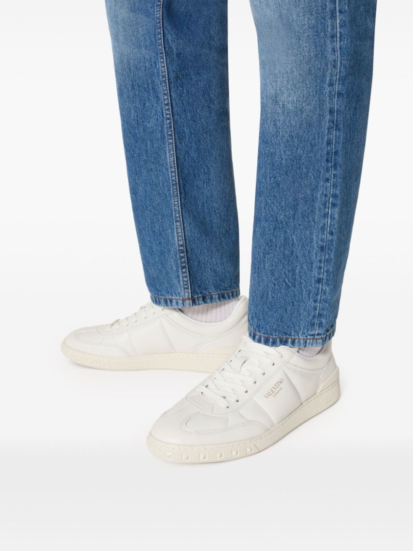 Valentino Upvillage Low Top Nappa Leather Sneaker In White