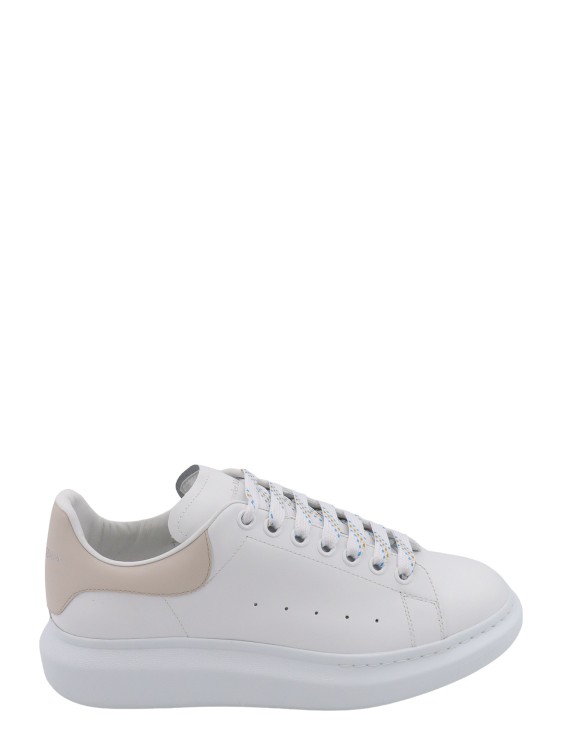 Shop Alexander Mcqueen Leather Sneakers With Back Contrasting Patch In White
