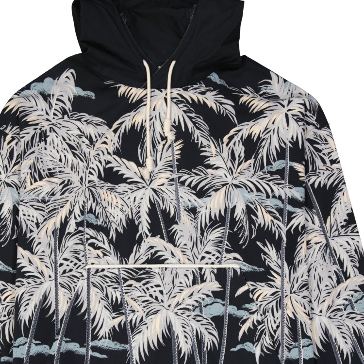 Shop Palm Angels Hooded Printed Shirt In Grey