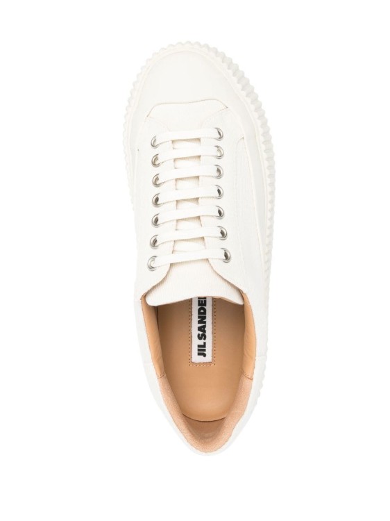 Shop Jil Sander Canvas Low-top Sneakers In White