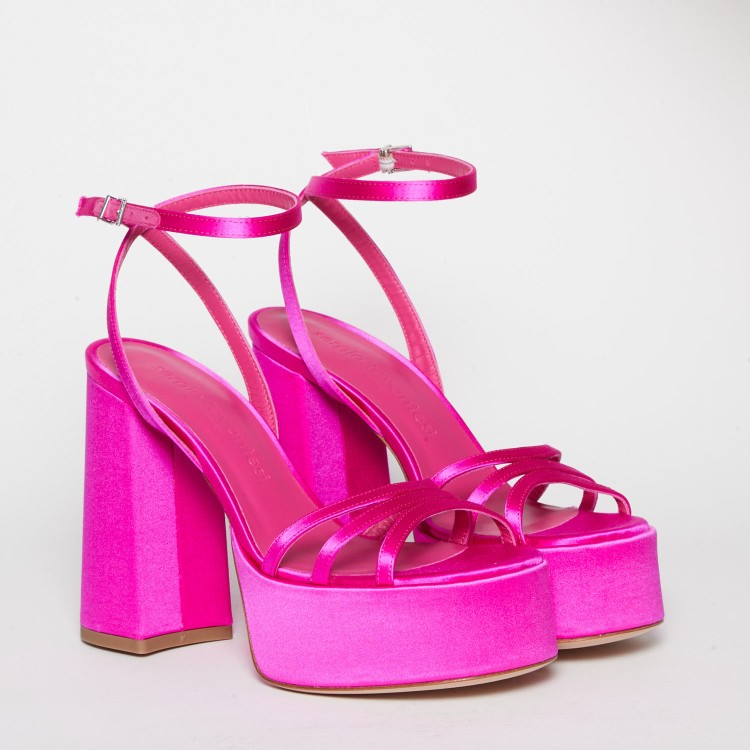 Shop Sergio Levantesi Vanilla Sandal In Fuchsia Satin In Pink