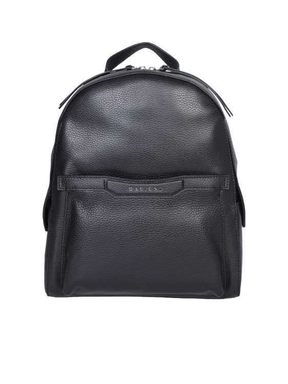 Shop Orciani Black Leather Backpack In Grey