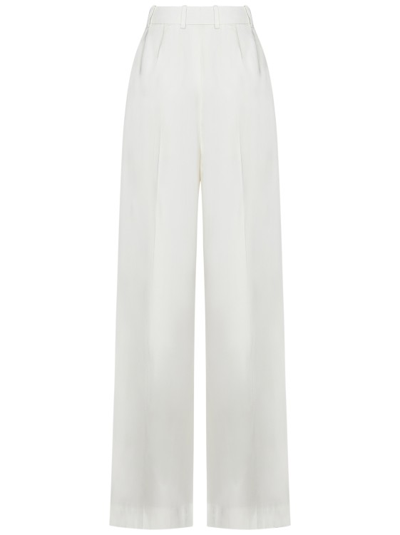 Shop Alexander Mcqueen Wide-leg Ivory Viscose Twill Trousers In White