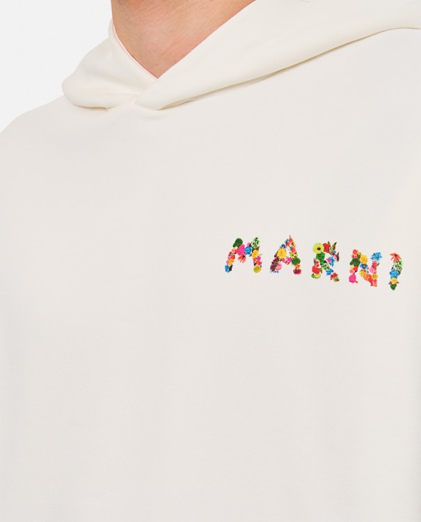 Shop Marni Cotton Hoodie Sweatshirt In Neutrals