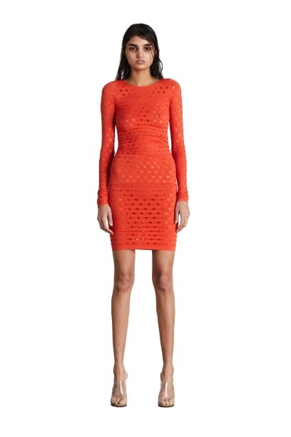 Maisie Wilen Perforated Dress In Red