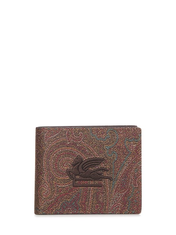 Shop Etro Bi-fold Wallet In Paisley Jacquard Fabric In Grey