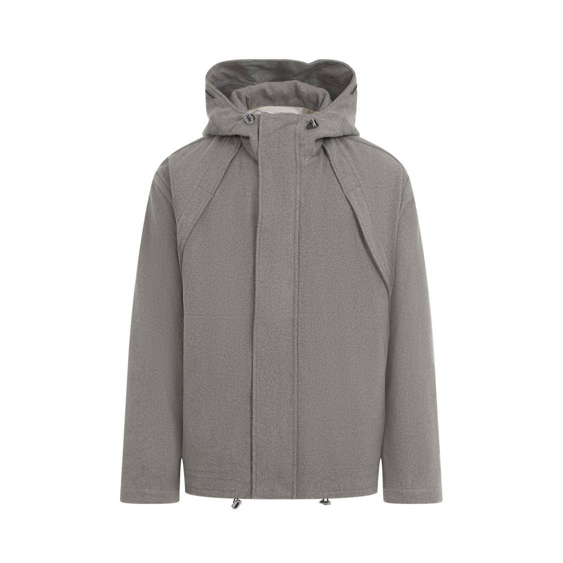 Ranra Wool Jacket With Design And Functional Hood In Grey