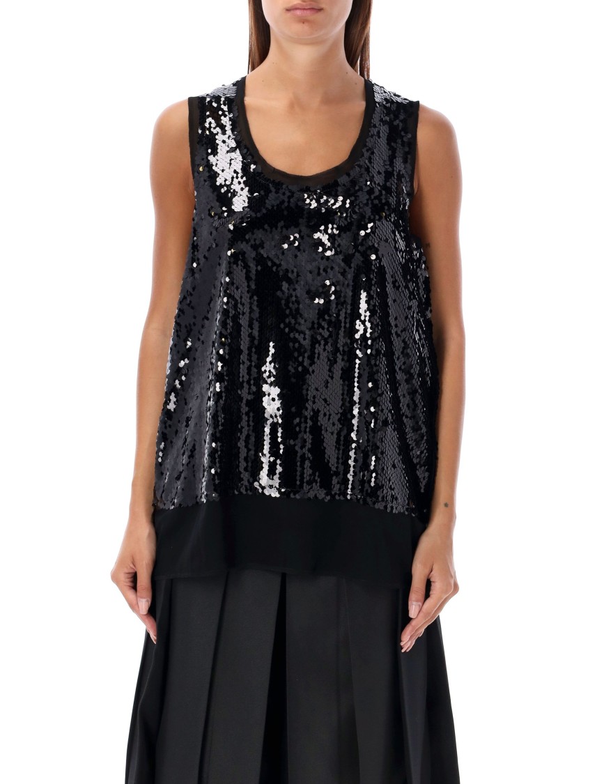 Comme Des Garçons Sequin Tank Top In Black