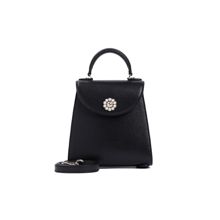 Simone Rocha Black Grained Leather Mini Valentine Bag